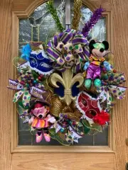 Disney Mardi Gras Mickey Minnie Wreath