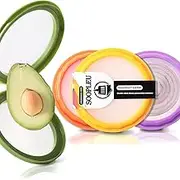 4 Piece Set Silicone Food Storage Containers, Avocado Saver and Onion Storage,Multifunctional and Perfect for Lemons Garlic Tomato Cheese, Potatoes Storage Containers Reusable