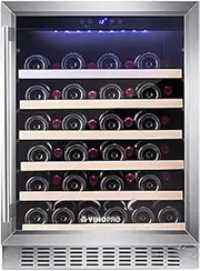FREEZYMAN 28 Bottle Compressor Wine Cabinet Refrigerator, Large Independent Wine Cellar, Tempered Glass Door with Lock, LED Digital Temperature Control Refrigerator