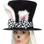 March Hare Top Hat - Adult Black White Tea Party Costume Accessory