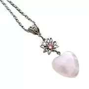 Natural Love Heart Pendant Necklace Lotus Flower Clavicle Chain for Women