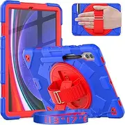 Timecity for Samsung Galaxy Tab S9 FE Plus/ S9+ Plus 5G Case 12.4 inch 2023 (SM-X610/ X616/ X618/ X810/ X816B/ X818U Cover): with Strong Protection, Screen Protector, Hand Shoulder Strap - Dark Blue