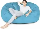 Velvet Bean Bag cover Chair 4 feet Large Giant Bedding Aqua Blue Without Beans