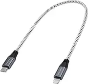CableCreation Short USB C to Lightning Cable 30CM,[MFi Certified] Durable Braided Type C to iPhone Fast Charging Cable for iPhone 14Pro 14/13/13 Pro/12,AirPods Pro,iPad Pro,Support Power Delivery