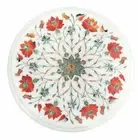 12" Marble Side Table Top Inlay Marquetry Carnelian Living Art Decor