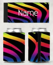 Zebra Print Personalised Stubby Holder Can Cooler Wrap