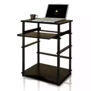 Student Computer Compact Desk Brown/Black Keyboard Tray Shelf Dorm Bedroom New