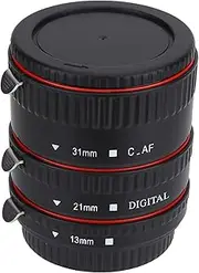 Auto Focusing Macro Extension Lens Adapter Rings Set for EF Mount Cameras Black Plastic Lightweight