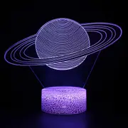 Saturn Shape 3D Colorful LED Vision Light Table Lamp, Crack Remote Control Version