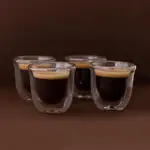 【LACAFETIERE】雙層玻璃濃縮咖啡杯4入 75ML(雙層隔熱杯 義式咖啡杯 午茶杯)