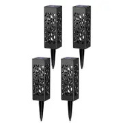 Solar Pathway Lights 4pcs LED Solar Light Waterproof Outdoor Lights Hollow Garden Decorative Lamp Landscape Lawn Light