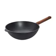 Eco Logic Aluminium Non-Stick Stir Frying Wok w/ Wooden Handle 28cm Round Black