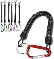[YangQian] Spring Coil Keychain Key Cellphone Snap Hook Cord Retractable Key Ring with Metal Lobster Clasp Pack of 6
