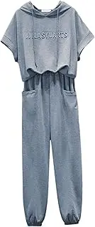 [Stxdynjy] Women's Two Piece Set with Short Sleeve Top And Long Pants for Jogging