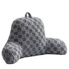 Reading Pillow Checkered Bed Rest Wedge Backrest Checkerboard Pillow with Arm...