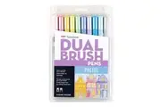 10pc Tombow Dual Brush Fine Pen Marker Water-Based Sketching Drawing Set Pastel