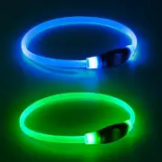 2 Packs Light up Dog Collar, LED Dog Collar, USB Rechargeable Dog Lights for Nig