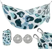 Leopard Print Blue 330lb Capacity Camping Hammock Tree Hammock for Indoor Outdoor Patio hamacas para adultos 2 Personas