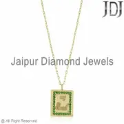 Green Chrome Diopside My Soul Pendant Silver Gold Plated 16" Link Chain Jewelry