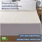 Dreamaker Mattress Topper Protector Fitted 300GSM Wool Fleece Underlay King