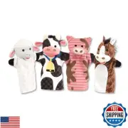 Melissa and Doug Farm Friends Hand Puppets (Set of 4) - Cow, Horse, Sheep, an