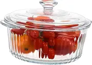 [Gatuida] Round Glass Casserole Baking Dish Casserole Cookware Pot Bakeware With Lid Round Casserole Cover Corning Clear Glass Cookware High Borosilicate Glass Transparent