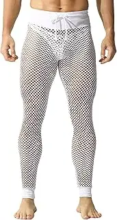 [YOOBNG] Men's Mesh Sports Leggings Activewear Fishnet Long Pants Stretchy Sheer Pants with Drawstring