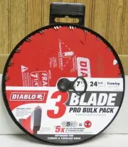 Diablo 7 1/4" Framing Saw Blades Pro Bulk Pack Of 3 Blades 24 Teeth