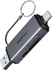 SD Card Reader, USB C to SD Micro SD Card Memory Card Adapter Dual Slot Compatible with iPhone 15 Pro/Max, MacBook Pro/Air 2023, iPad Pro, iMac, S23, XPS 17, Surface Book 3 and More