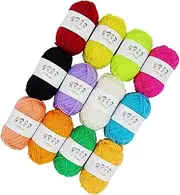 KALLORY 4 Ply Polyester Yarn 12 Vibrant Colours Hand Knitting Crocheting Long Length for Projects