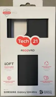 Tech21 S24 Ultra Case RECOVRD Black 10 FT Drop Tested