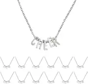 [DELORIGIN] Pack of 12 Cheerleader Necklace with Letters Charm Bulk Pack with Cheerleader Team Gifts Sports Necklace Jewellery for Team Accessories Party Gifts for Players, Stainless Steel