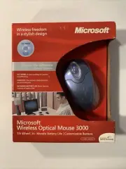 New Microsoft Wireless Optical Mouse 3000 Blue Mac/PC USB or PS/2 Model 1008