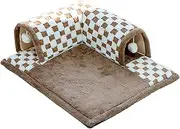 Folpus Cute Cat Bed Toy Tunnel Cats Play Mat Ferrets Rabbit Bed Tunnels Interactive Play Center for Indoor Cats Kitten Bunny Outdoor, Brown M