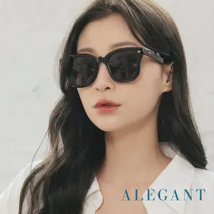 【ALEGANT】曦夏曜晶黑時髦日常威靈頓粗框輕量TR90寶麗來偏光墨鏡/UV400太陽眼鏡