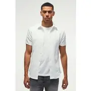 Mens White Slim Fit Snake Jacquard Collared Shirt