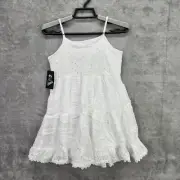 Girls Art Class Eyelet Tiered White Dress Spaghetti Strap Boho Size S (6/6X)