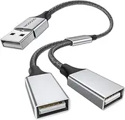 USB Splitter Cable MOGOOD USB y Splitter Adapter Dual USB 2.0 Power Cord Extension for Charging/Data Transfer/Laptop/Mac/Car