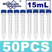 50X 15ml Plastic Centrifuge Test Tube Vial Container Self Standing Screw Cap New