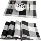 Set of 4 13x19 Inch Dining Table Placemats Black White Checkered Table Mats
