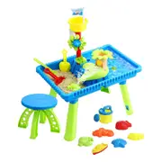 Sand Water Table Sandpit Play Ground Activity Centre Playset Beach Toys Pretend Set for Outdoor Swimming Pool with Chair