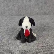 Russ Berrie Luv Pets Black White Puppy Heart Mouth Dog Soft Plush Bean Toy Tag