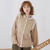 在飛比找momo購物網優惠-【betty’s 貝蒂思】蕾絲條紋拼接連帽外套(駝色)