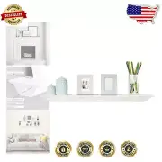 Stylish White Painted Floating Shelf - Solid Pine Wood with Transverse Groove