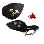 1pcs Violin chin rest natural ebony wood Flower inlay 4/4 full size