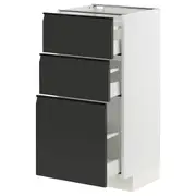METOD / MAXIMERA base cabinet with 3 drawers, white/Upplöv matt anthracite, 40x37x80 cm