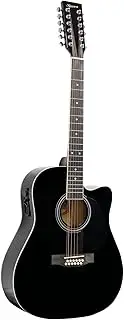 Karrera Acoustic Guitar 12-String with EQ - Black