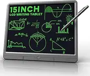 Wicue LCD Writing Tablet for Kids Drawing Board, Colorful Drawing Pads 15in Electronic Drawing Tablet, Educational Toys for 3 4 5 6 7 8 Years Old Kids Toddler (Gray)