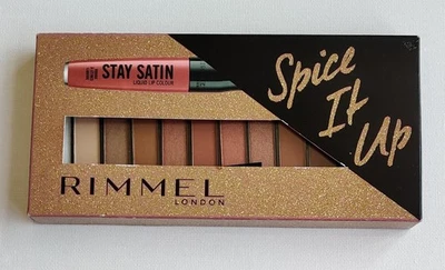 NEW - Rimmel - Spice It Up Kit -12 Eyeshadow Palette & Satin Liquid Lipstick