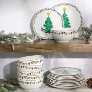 PEANUTS SNOOPY CHRISTMAS DINNER SET 18-Piece FINE CERAMIC DINNERWARE SET - Sale